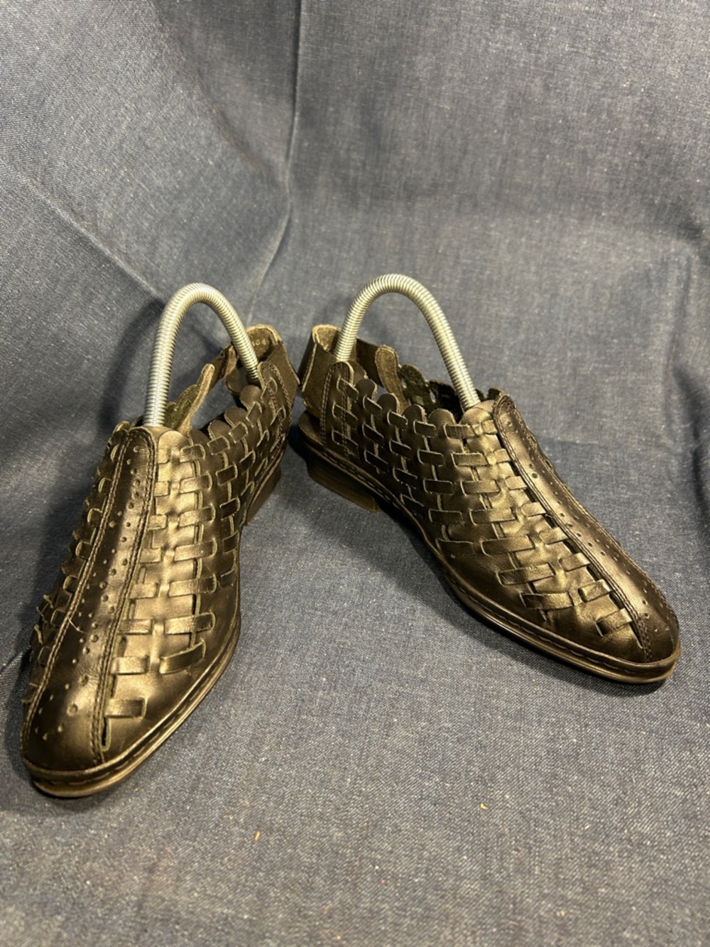 Rieker woven leather slight stacked heel shoes